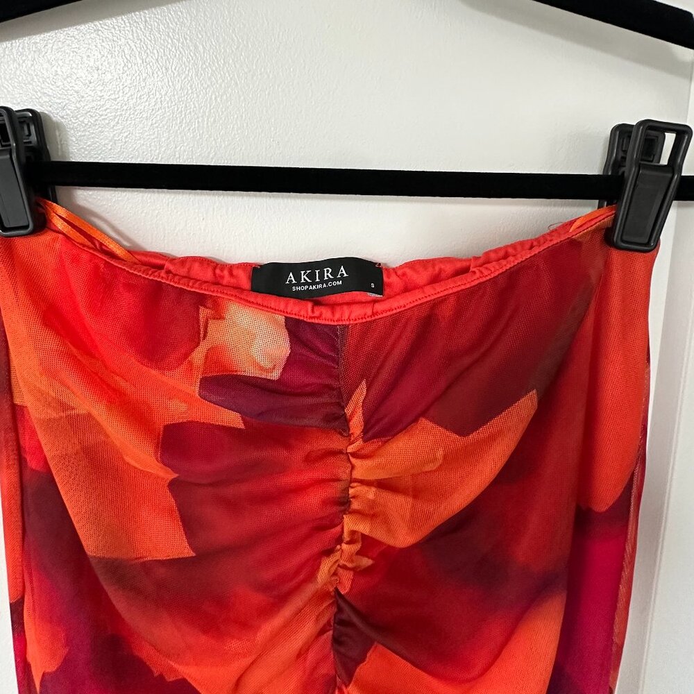 AKIRA Up In Flames Midi Skirt & Scarf Detailed Cowl Blouse Size: S - Picture 3 of 6